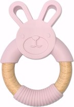 Beukenhouten - bijtfiguur - bijtspeelgoed - bijtkonijn - baby speelgoed  - silicone - bijtring - bijtspeeltje - paars