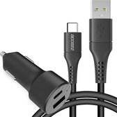 Accezz Car Charger 20W + USB-C naar USB kabel - 1 meter - Zwart