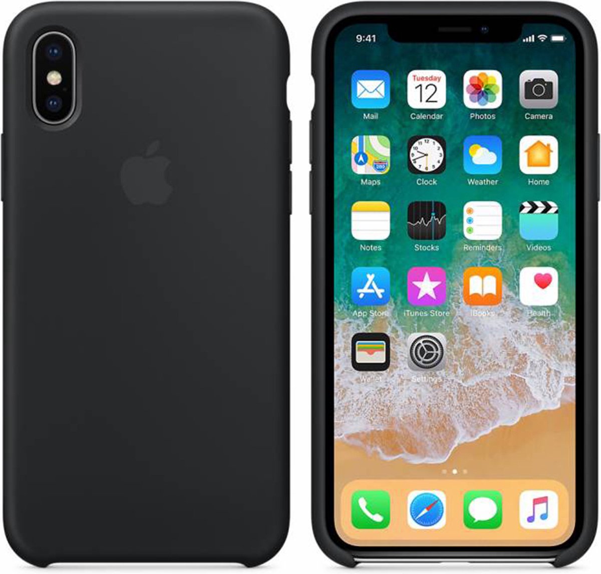 Apple - Siliconen Back Cover - iPhone X - Zwart