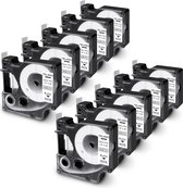TELANO®  10 stuks Plastic Labels D1 45013 Compatible voor Dymo LabelManager - Zwart op Wit - 12 mm x 7 m - S0720530 Label Tape