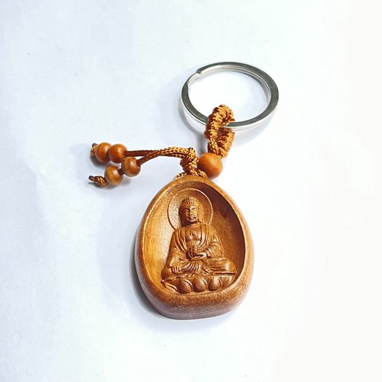 3 stuks kleine houten boeddha sleutelhanger boeddha tas hanger met boeddhistische figuur boeddhisme sleutelhanger, autosleutel accessoires doe-het-zelf cadeau geluksbrenger