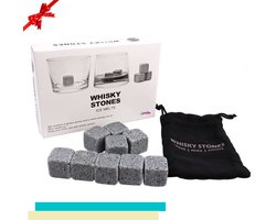Lynnz® Whiskey stones set van premium kwaliteit natuursteen | herbruikbare ijsblokjes - whiskeystones - whisky stones - whiskey stenen - geschenkset - kerstkado
