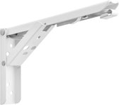 Kamyra® Inklapbare Plankdrager - Opvouwbare Houder voor Wandplank - Tot 50 kg - 2 Stuks - RVS Metaal, Wit, 33,5 x 13 x 3 cm