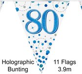 Oaktree - Vlaggenlijn Happy 80 Birthday Blue Holographic