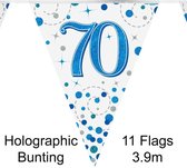 Oaktree - Vlaggenlijn Happy 70 Birthday Blue Holographic (4 meter)