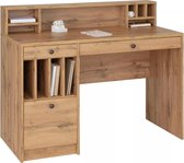 Studeer / thuiswerk / computer bureau met lades en opbergvakken - FSC®-gecertificeerd hout - Eiken/Grafiet Zwart/ Wit
