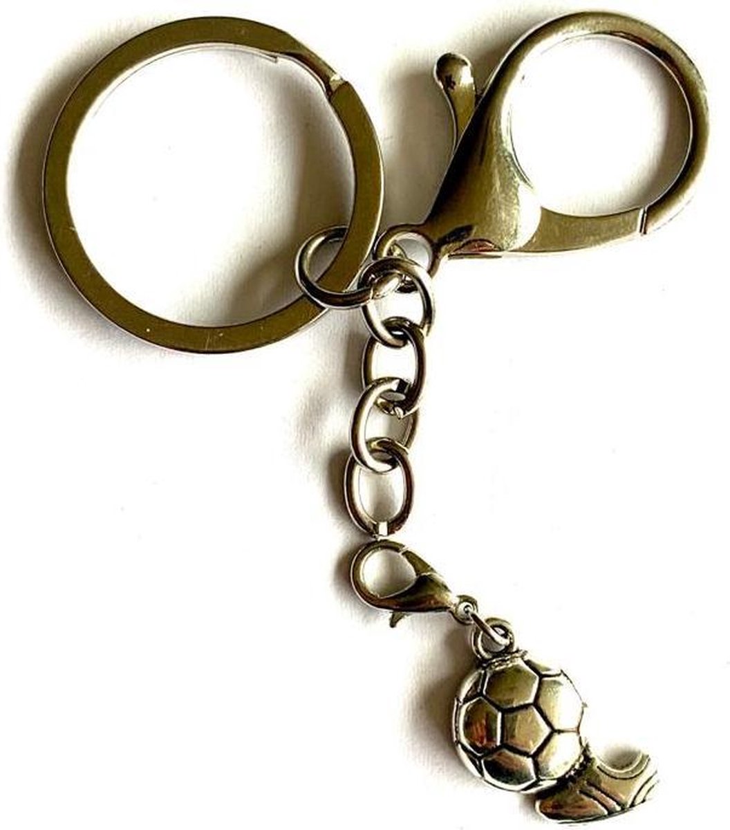 Sleutelhanger - RVS - Voetbal - Soccer - Bal - Voetbalschoen - Sport - Hanger - Leer - Kleur - Sportsieraad - Sieraad - Sportsieraden - Sieraden - Team - Teamkado
