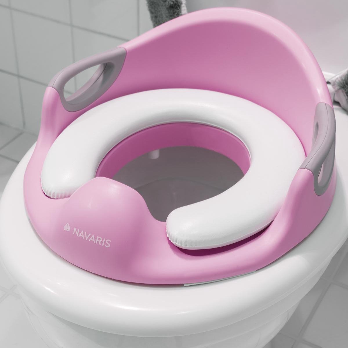 Goedkoopste Navaris universele toiletbril voor kinderen - Kindertoiletbril - WC verkleiner - Draagbare toiletbril met handvatten - Antislip - Roze