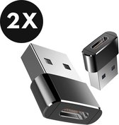 Set van 2 USB-A naar USB-C Adapter - USB-A naar USB convertor - Zwart