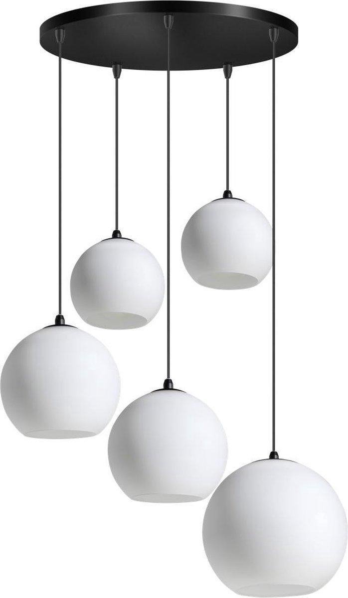 ETH Hanglamp Orb 5x E27 (2x20-2x25-1x30cm) opaal glas