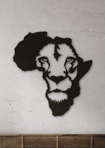 Wanddecoratie dieren | Kaart Afrika leeuw