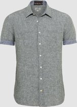 Short Sleeve Shirt In A Cotton And Linen Blend Leaf Green
