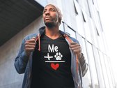 Me + My Dog = Love T-Shirt, Dog Lover T-Shirt, Dog Owners Gift, Unique Gift For Dog Lovers, Unisex Jersey Short Sleeve V-Neck Tee, D002-022B, M, Zwart