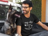 My Dog Thinks I’m Awesome T-Shirt, Funny Dog T-Shirt, Unique Gift For Dog Lovers, Cute Dog Owner Gifts, Unisex Soft Style T-Shirt, D001-034B, M, Zwart
