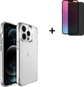 Hoesje iPhone 13 Mini - Screenprotector iPhone 13 Mini - iPhone 13 Mini Hoesje Transparant Siliconen Case + Privacy Screenprotector