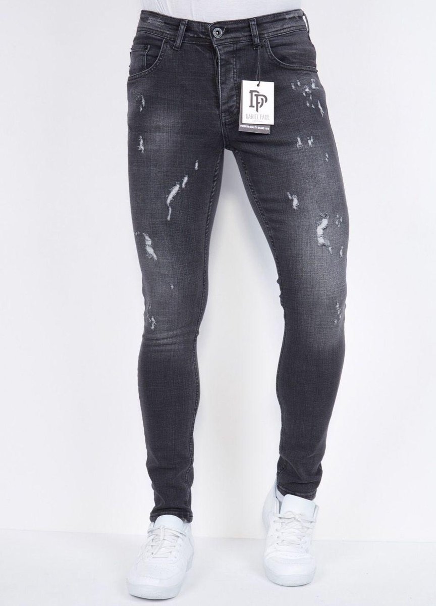 Heren Jeans Stretch met scheuren - Slim fit - DP/S-23 -Zwart