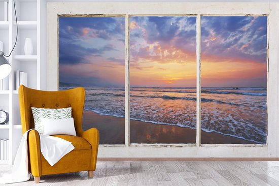 Papier peint - Papier peint photo murale Transparente - Mer - Plage - Largeur 450 cm x hauteur 300 cm