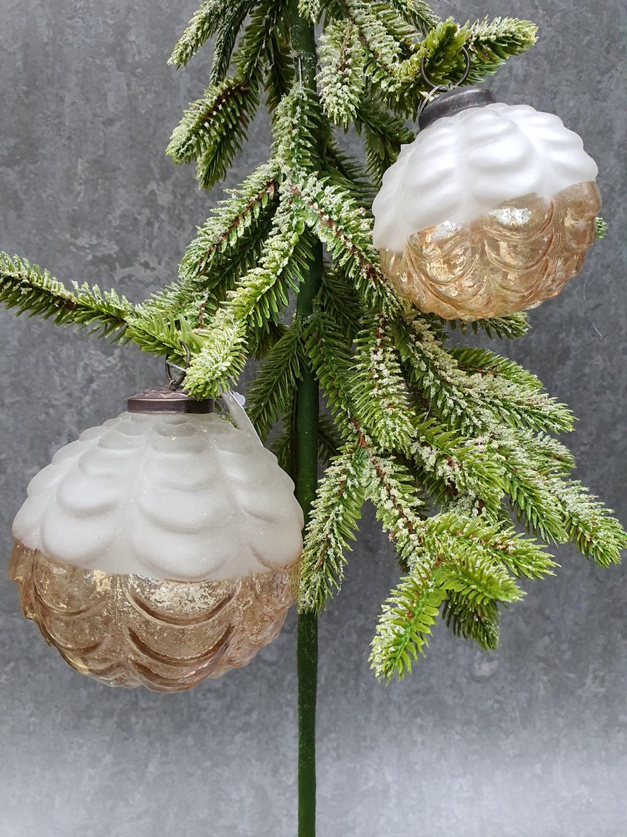 House of seasons hangende glas bal dennenappels oranje set van 8