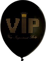 8 VIP ballonnen zwart met goud - ballon - VIP - decoratie - zwart - goud - trouwen - jubileum - gala