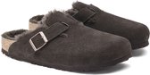 Birkenstock slipper BOSTON Shearling Mocca Seude Leather narrow - Maat 46