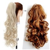 Paardenstaart hairextensions Bruin met lichte koper teint 60 CM Klem Vlinderklem haarstuk Clip in