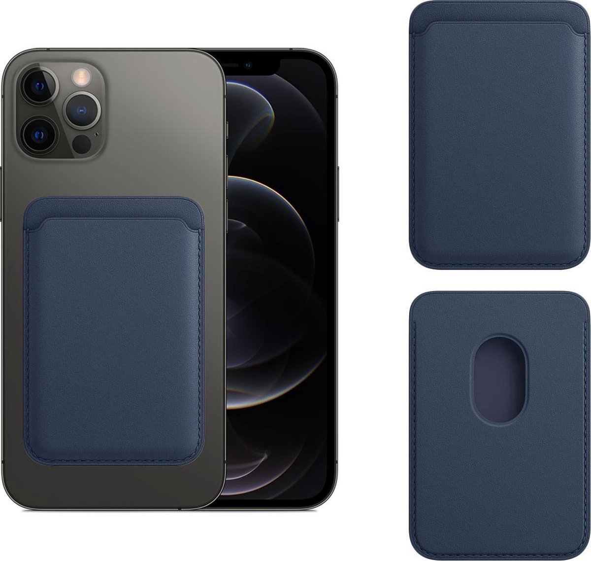 Magsafe Portefeuille en cuir PU avec blocage RFID pour iPhone 12 Pro bleu - 9873946309602 Bleu 
