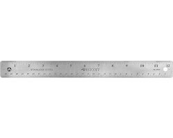Westcott liniaal - 30cm/12inch - RVS - met anti slip - AC-E10415