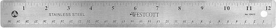 Liniaal Westcott 30cm RVS met anti slip