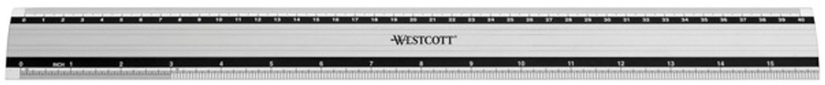 Westcott liniaal - 40 cm / 16 inch - aluminium - met anti slip - AC-E10192