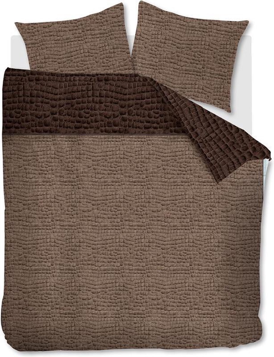 Riviera Maison Croco dekbedovertrek - Tweepersoons - 200x200/220 - Bruin