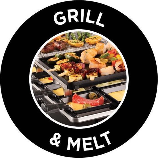 Russell Hobbs Gourmetstel, Raclette Multi 3-in-1, 8 Raclettepannetjes & Houten Spatels, Uitneembare grillplaat, Vaatwasserbestendig, Anti-Aanbaklaag, Aluminium & Stenen grillplaat, 1400 Watt, 26280-56 Russell Hobbs Gourmetstel, Raclette Multi 3-in-1, 8 Raclettepannetjes & Houten Spatels, Uitneembare grillplaat, Vaatwasserbestendig, Anti-Aanbaklaag, Aluminium & Stenen grillplaat, 1400 Watt, 26280-56