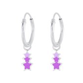 Joy|S - Zilveren ster bedel oorbellen - paarse sterren - oorringen