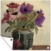 Tuinposters Gemberpot met anemonen - George Hendrik Breitner - 50x50 cm - Tuindoek - Buitenposter