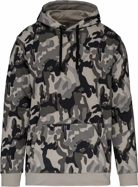 Herensweater met capuchon/ Hoodie Grijs Camouflage K476, maat 4XL