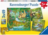 Ravensburger puzzel In het oerwoud - Drie puzzels - 49 stukjes - kinderpuzzel