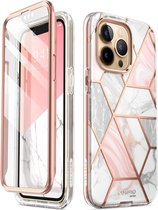Supcase Cosmo PC en TPU marmer hoesje voor iPhone 13 Pro Max - roségoud