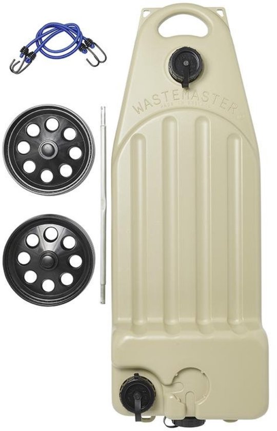 Aquaroll Wastemaster vuilwatertank - 38 liter - met wieltjes - beige - inclusief spanbanden van Aqua — afbeelding 2