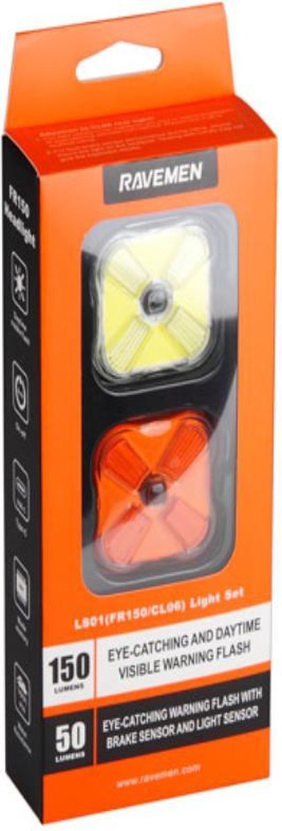 Ravemen LS01 combi verlichtingsset fiets koplamp FR150+fiets achterlicht CL06 - Koplamp automatisch On/Off - Achterlicht rem- en lichtsensor -  USB Oplaadbaar - Voorlicht en Achterlicht Fietslamp - Waterdicht Fietslicht — afbeelding 3