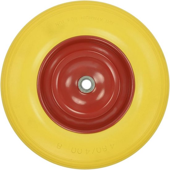 ProPlus Kruiwagenwiel - Lekvrij PU band - Metalen velg - Ø 396 x 87 mm - Geel/Rood van ProPlus — afbeelding 3