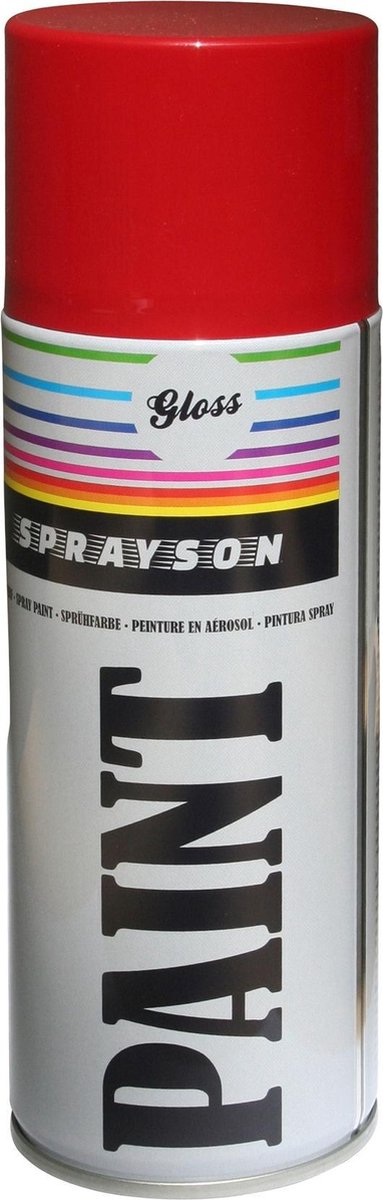 Sprayson Hoogglans rode spuitlak - RAL3000 - 400 ml - veelzijdig gebruik