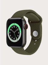 Siliconen Apple Watch Bandje - Khaki Groen Geweven - 38/40/41mm - Series 1 2 3 4 5 6 7 SE - Geschikt voor Apple Watch