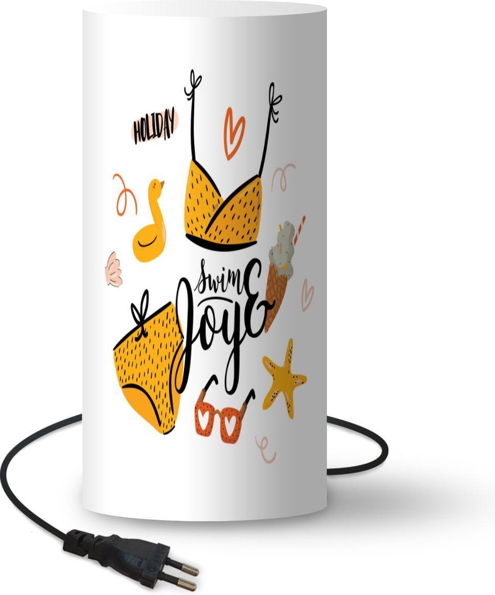 Lamp - Nachtlampje - Tafellamp slaapkamer - Bikini - Zomer - Geel - 54 cm hoog - Ø24.8 cm - Inclusief LED lamp