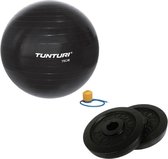 Tunturi - Fitness Set - Halterschijven 2 x 2,5 kg - Gymball Zwart 75 cm