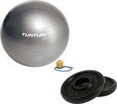 Tunturi - Fitness Set - Halterschijven 2 x 0,5 kg - Gymball Zilver 75 cm
