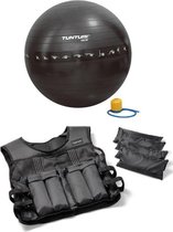 Tunturi - Fitness Set - Gewichtsvest 10 kg - Gymball Zwart met Anti Burst 55 cm