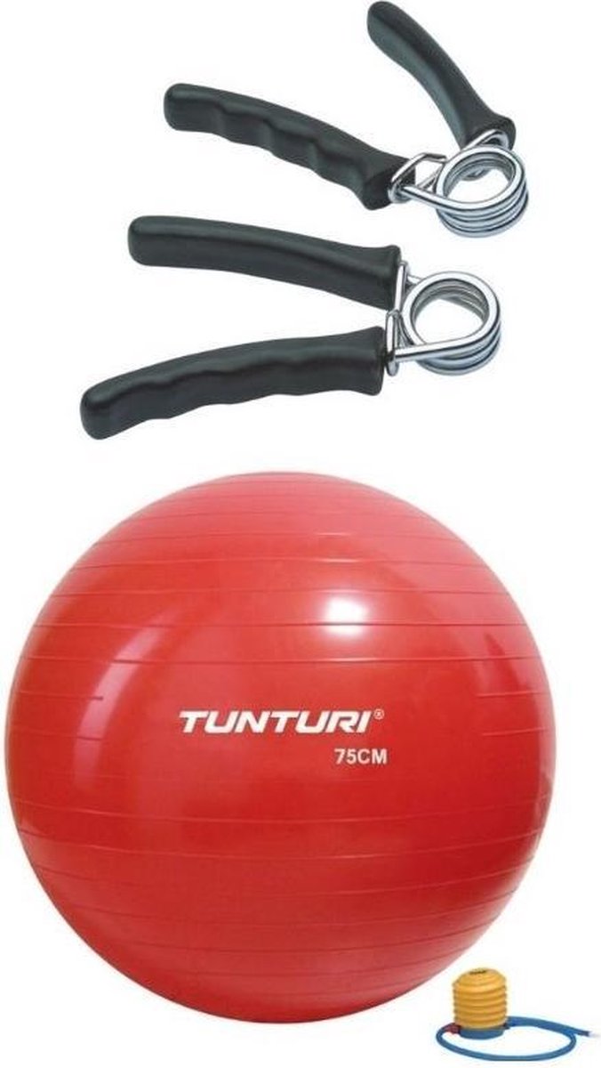 Tunturi - Fitness Set - Knijphalters 2 stuks - Gymball Rood 75 cm