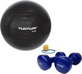 Tunturi - Fitness Set - Vinyl Dumbbell 2 x 4 kg  - Gymball Zwart 65 cm