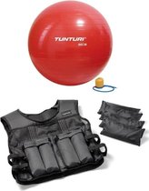 Tunturi - Fitness Set - Gewichtsvest 10 kg - Gymball Rood 90 cm