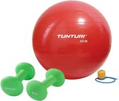Tunturi - Fitness Set - Neopreen Dumbbellset 2 x 4 kg - Gymball Rood 55 cm