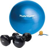 Tunturi - Fitness Set - Vinyl Dumbbell 2 x 5 kg - Gymball Blauw 65 cm